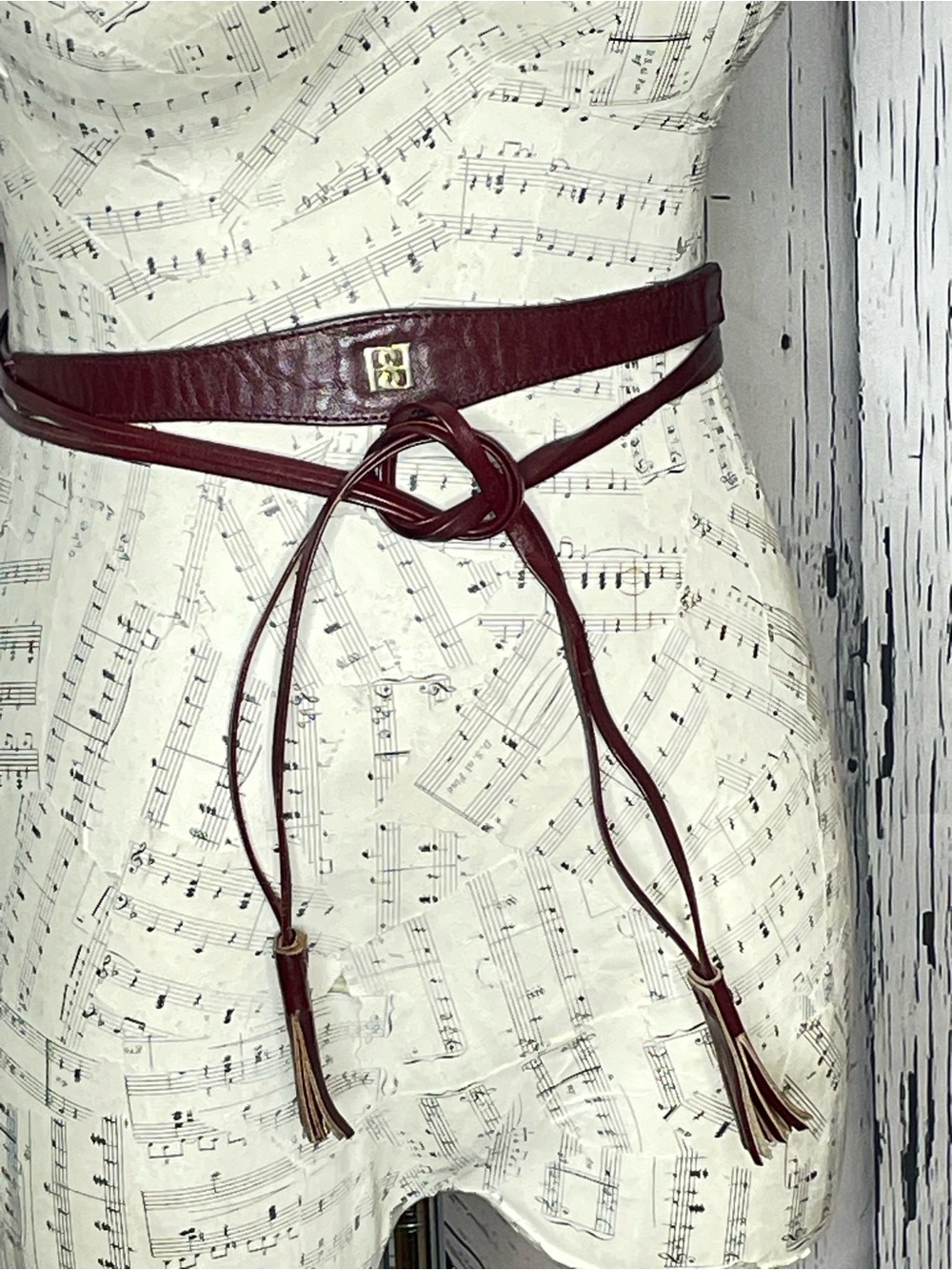 Vintage Borelli leather skinny wrap belt w/tassels